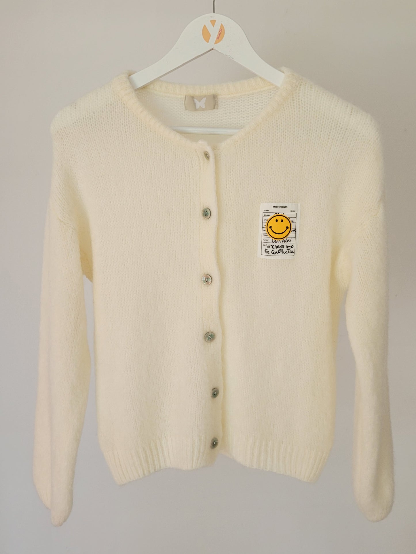 Mohair Cardigan Smiley - Creme-Weiß