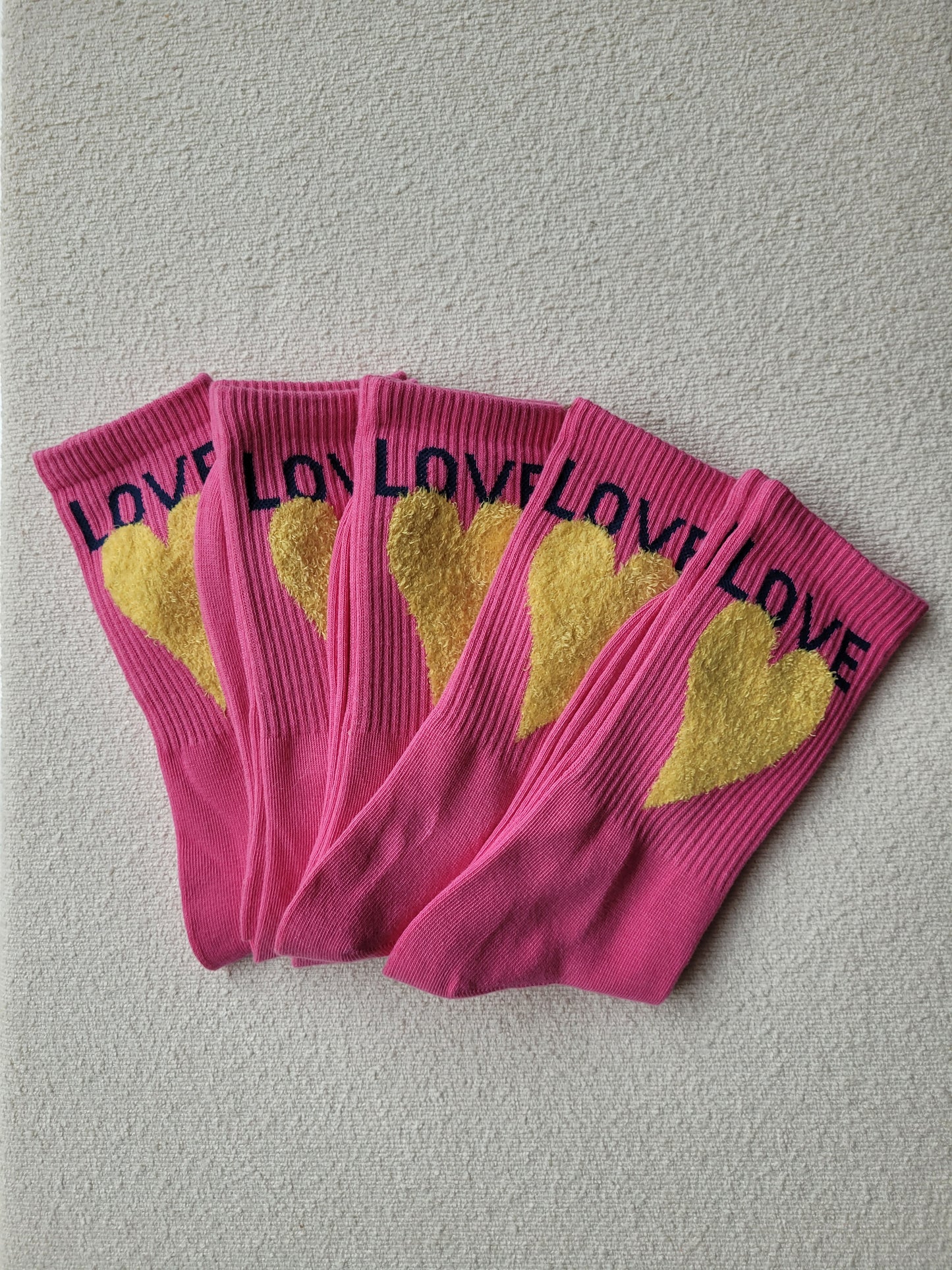 Socken "Love" - Pink/Gelb (1 Paar)
