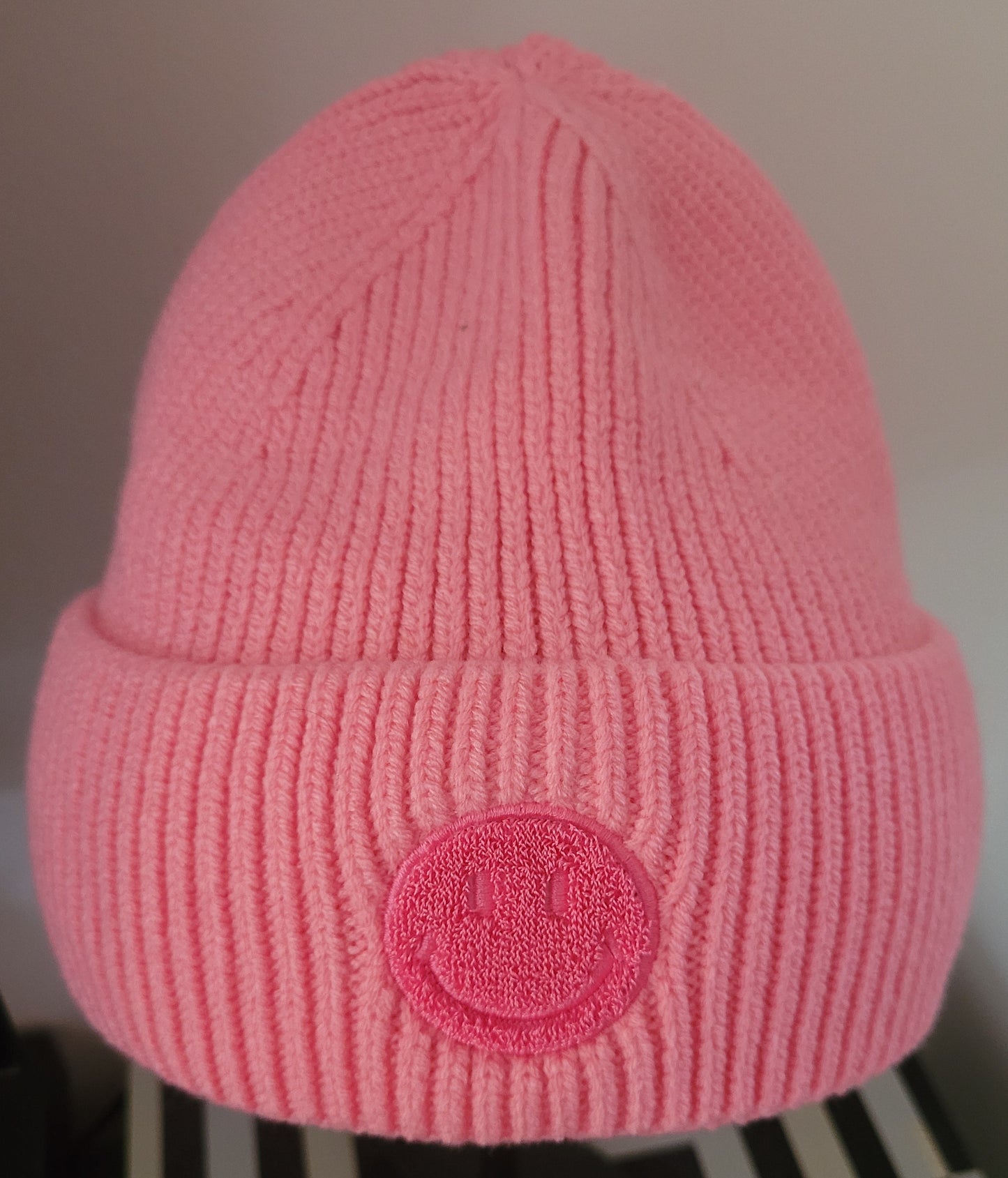 Strickmütze "Rosa Smiley"