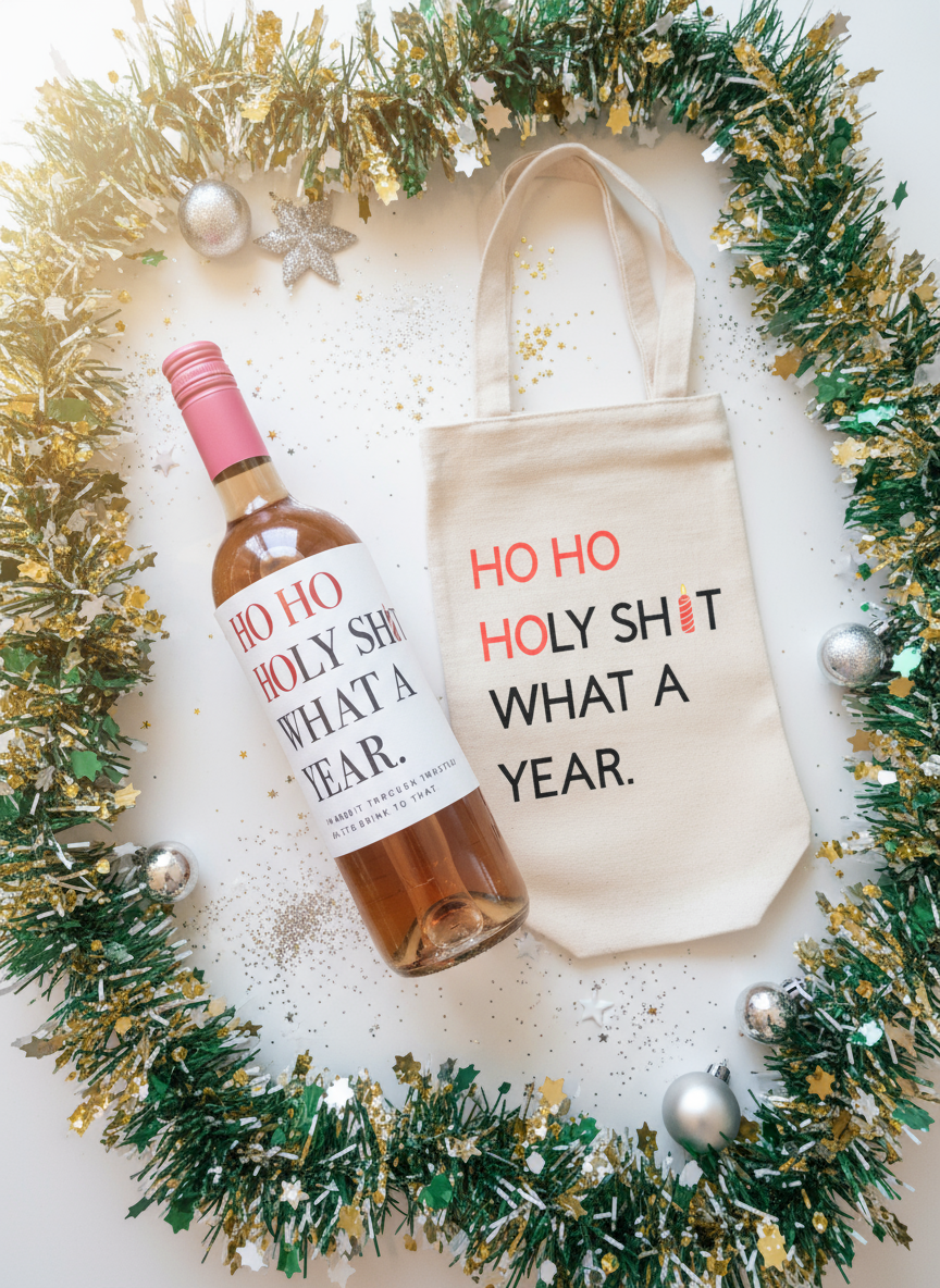 Geschenketasche für Weinflasche "Ho Ho Ho"