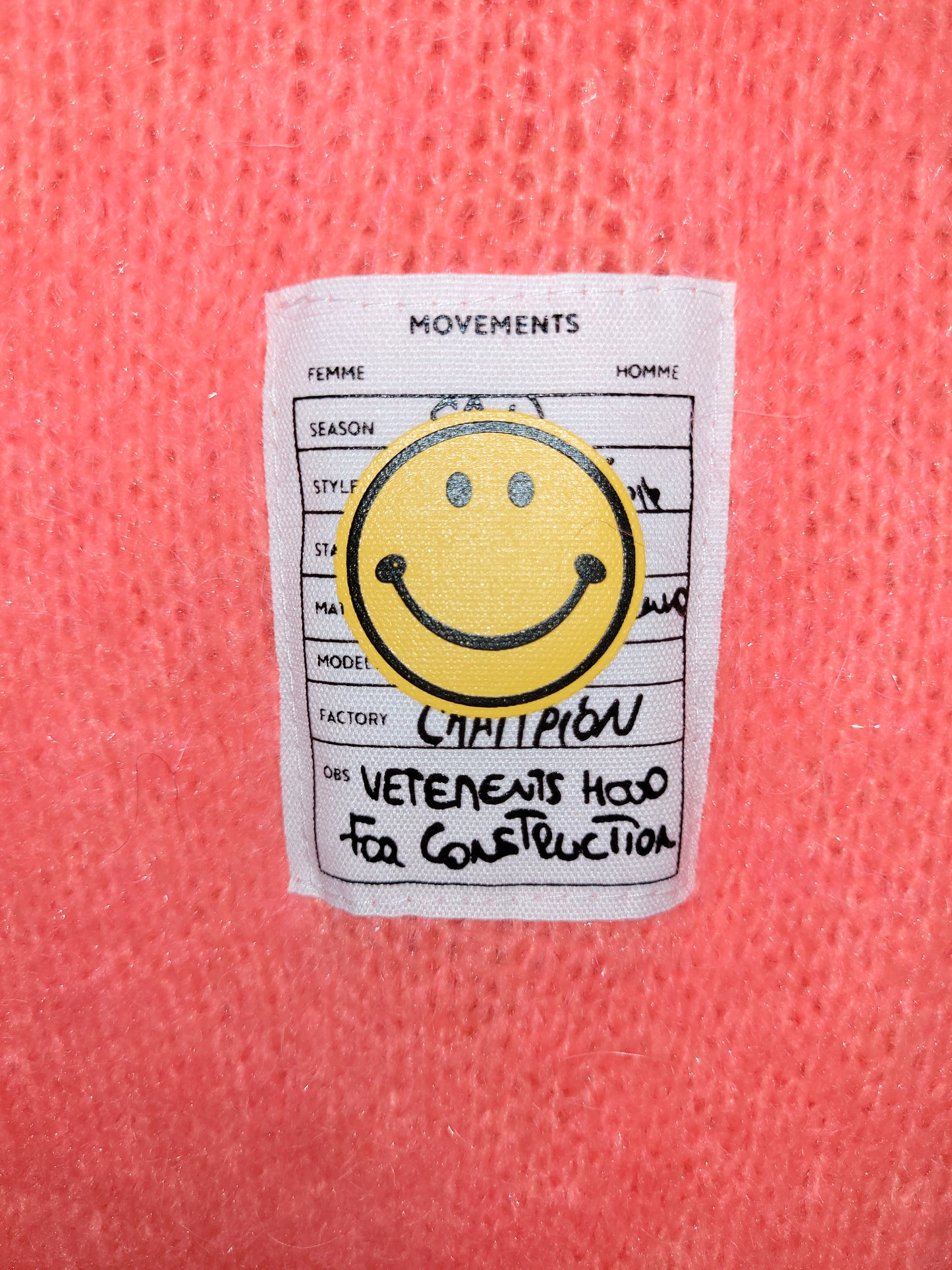 Mohair Cardigan Smiley - Neon-Coral