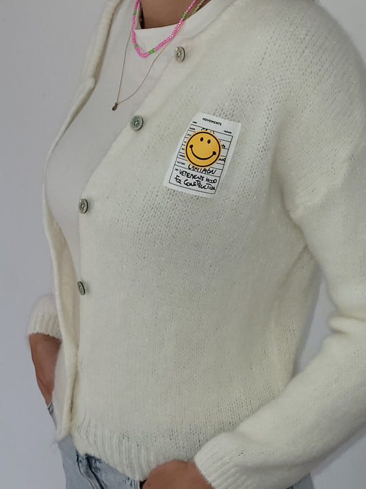 Mohair Cardigan Smiley - Creme-Weiß