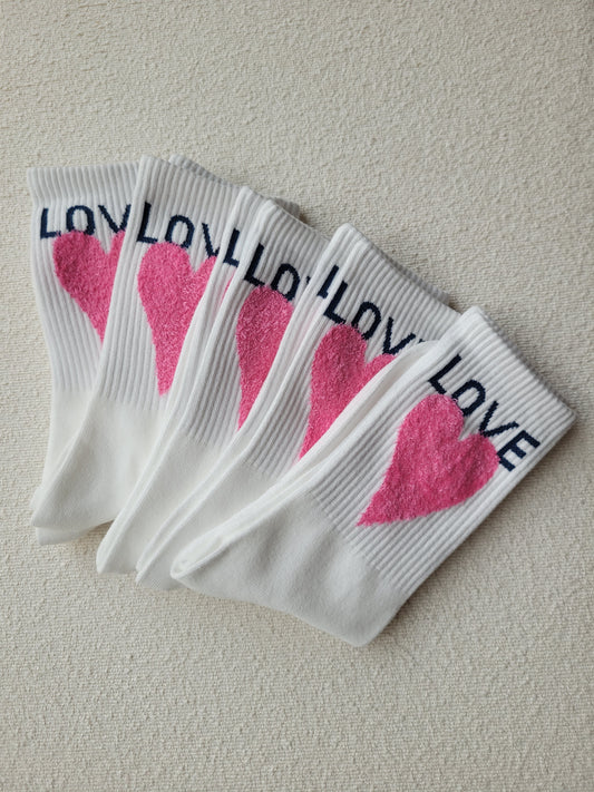 Socken "Love" - Weiß/Rosa (1 Paar)