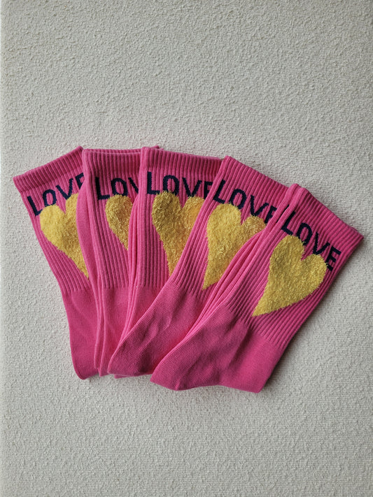 Socken "Love" - Pink/Gelb (1 Paar)
