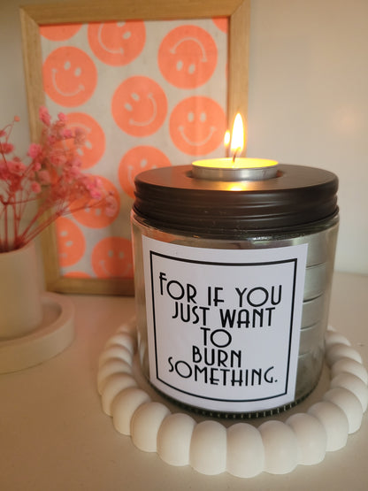 Teelichtglas mit lustigem Spruch