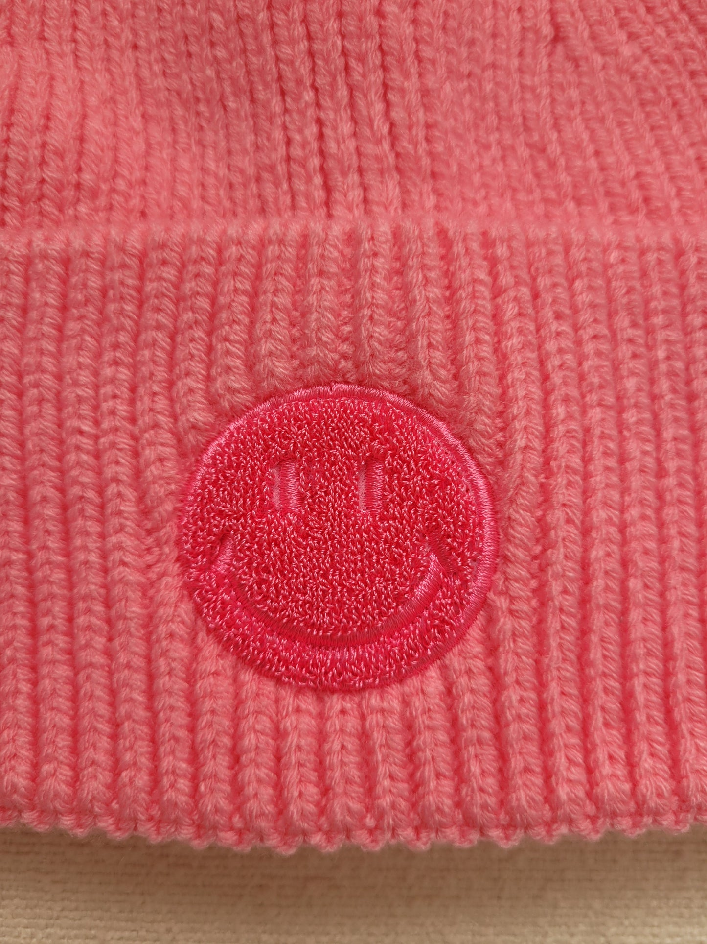 Strickmütze "Rosa Smiley"