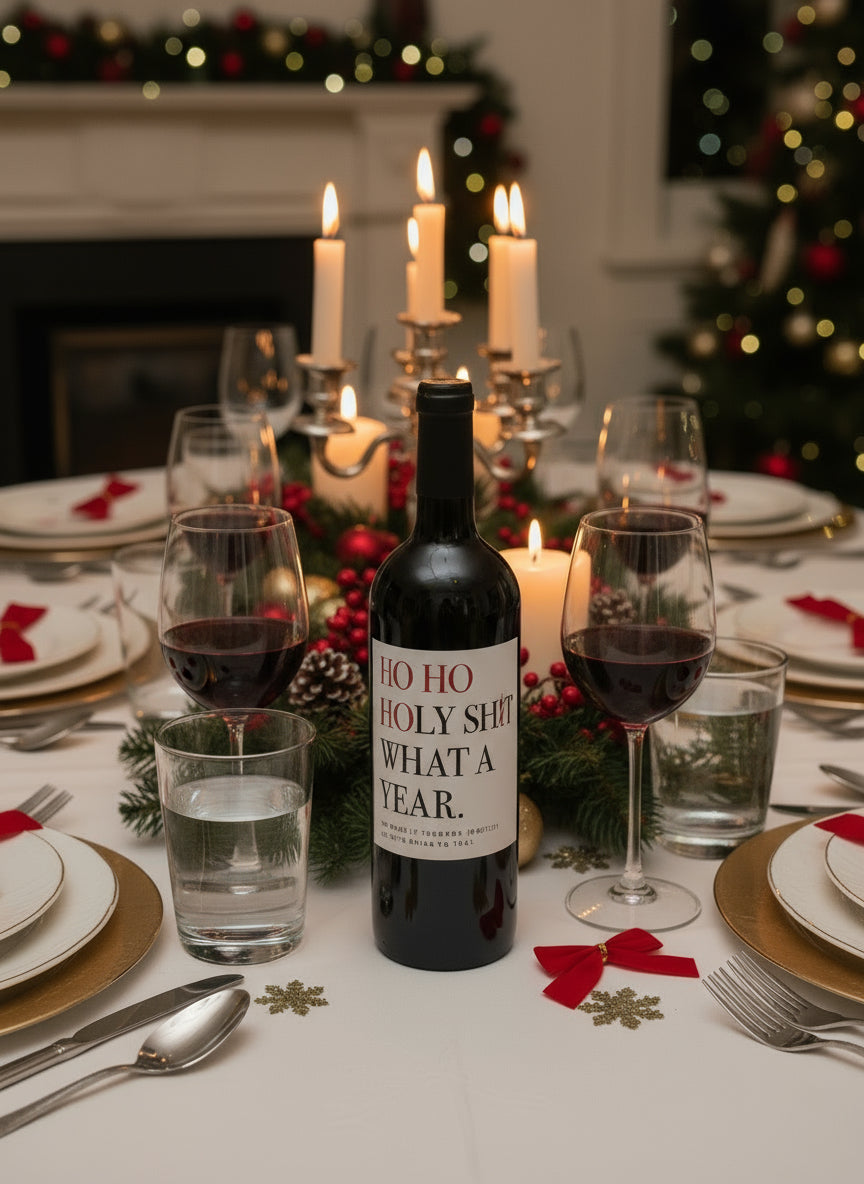 Weihnachtliches Wein-Etikett "Ho Ho Ho"