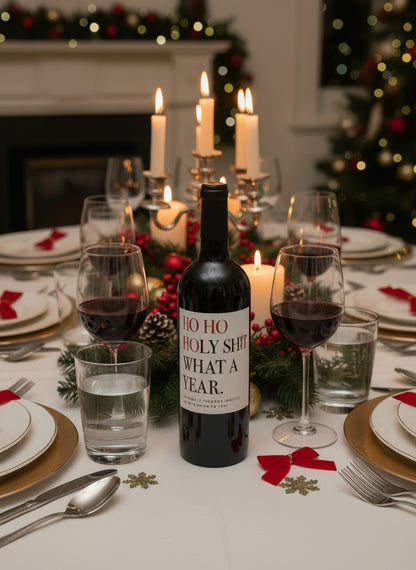 Weihnachtliches Wein-Etikett "Ho Ho Ho"