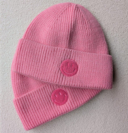 Strickmütze "Rosa Smiley"