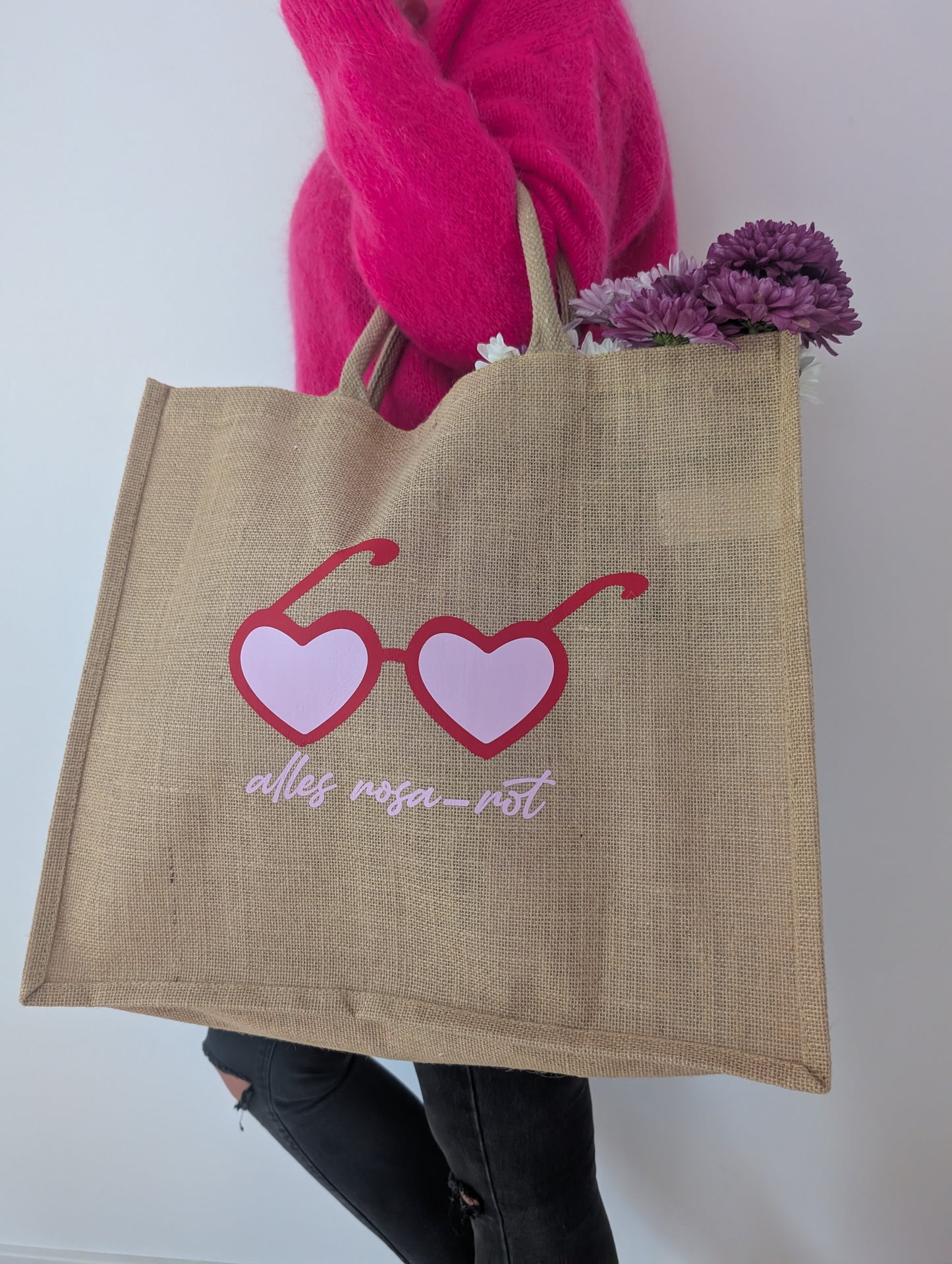 Große Einkaufstasche "Alles rosa-rot"