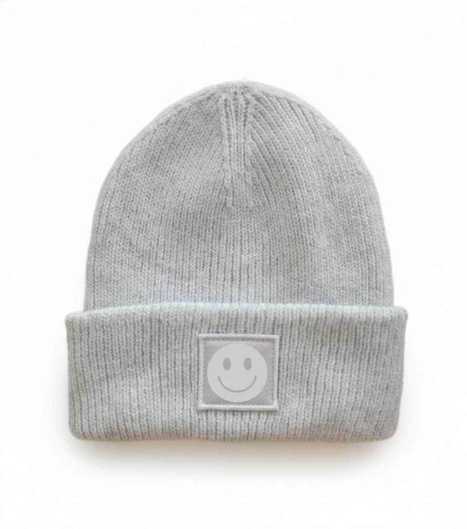 Strick-Kindermütze mit reflektierendem Smiley