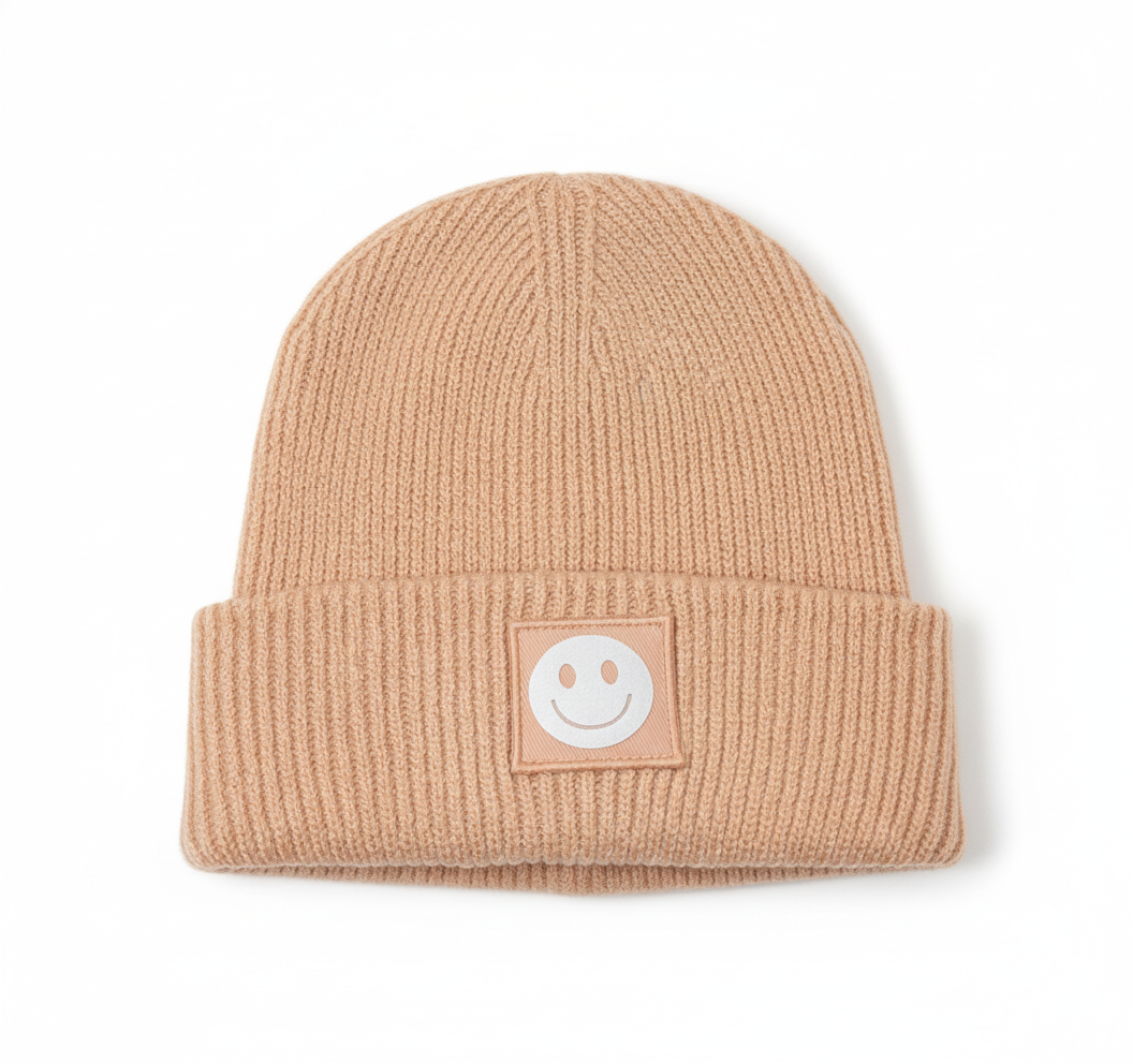 Strick-Kindermütze mit reflektierendem Smiley