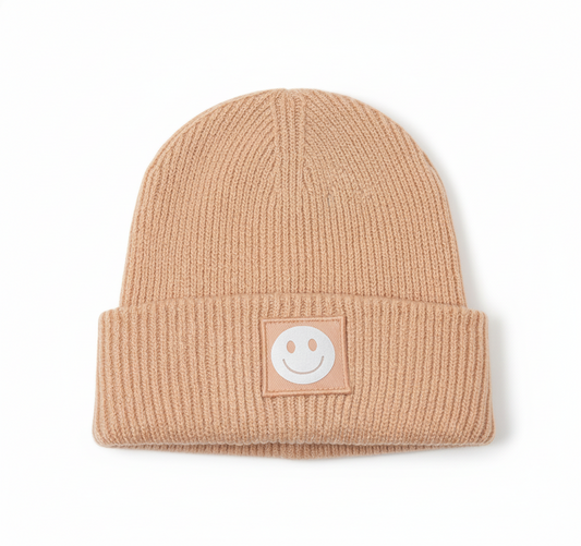 Strick-Kindermütze mit reflektierendem Smiley